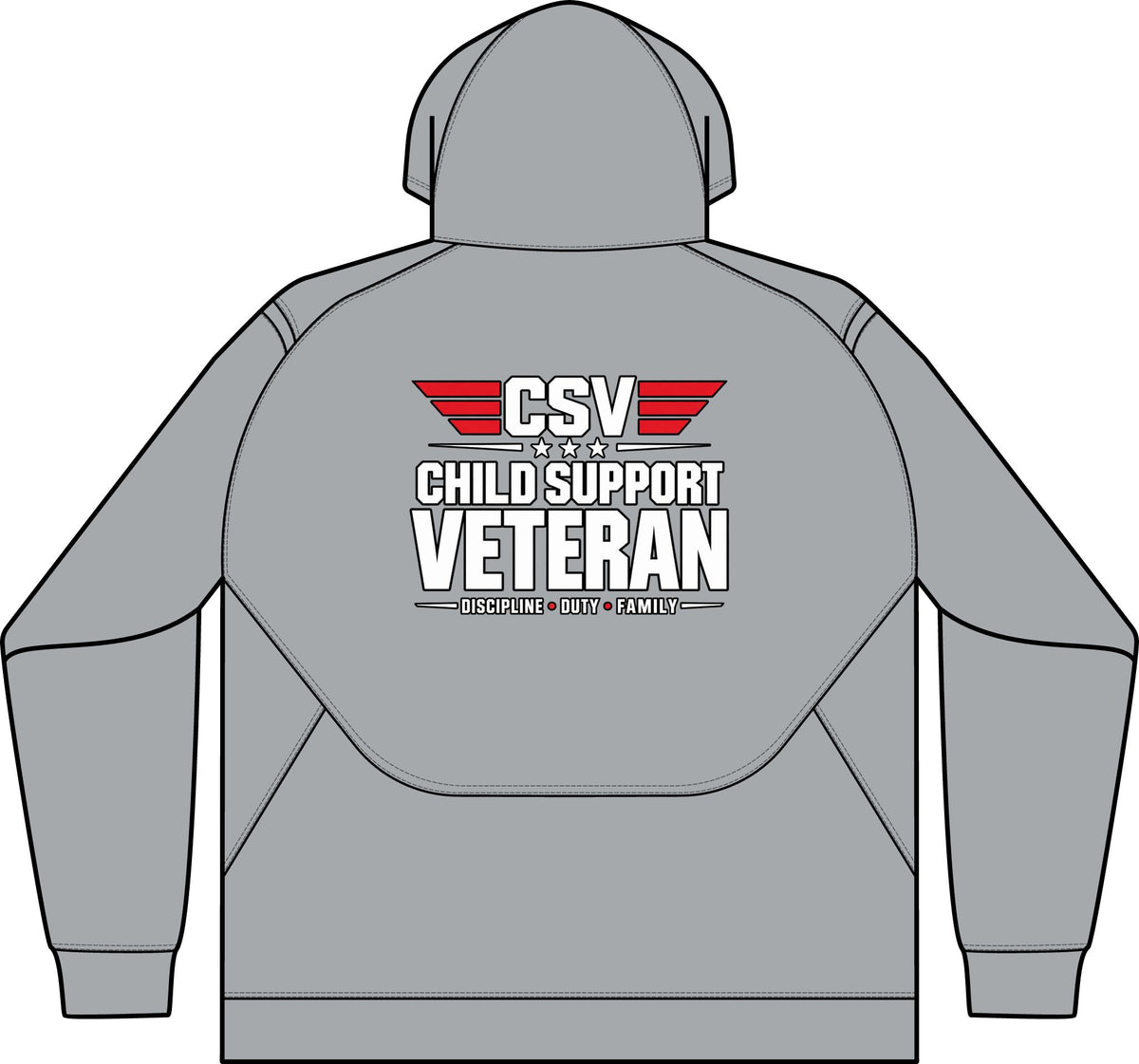 Child Support Veteran Hoodie - CSV Emblem Tech Fleece Colorblock Hooded Sweatshirt