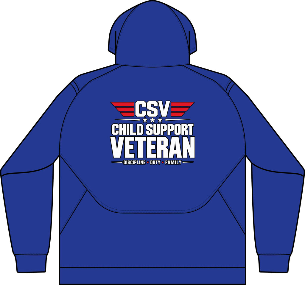 Child Support Veteran Hoodie - CSV Emblem Tech Fleece Colorblock Hooded Sweatshirt