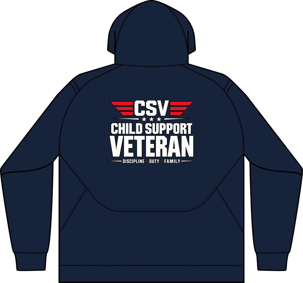 Child Support Veteran Hoodie - CSV Emblem Tech Fleece Colorblock Hooded Sweatshirt
