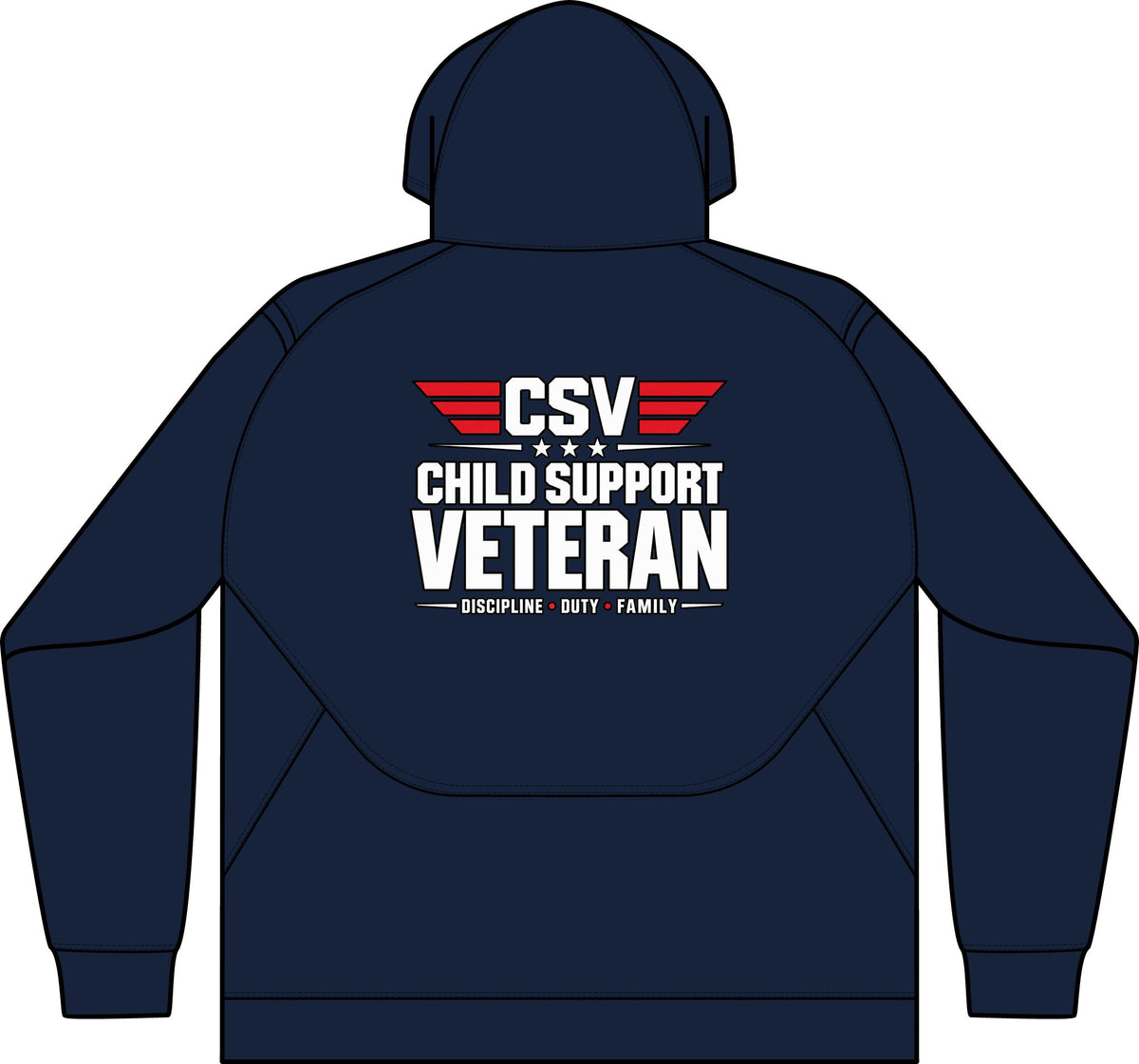Child Support Veteran Hoodie - CSV Emblem Tech Fleece Colorblock Hooded Sweatshirt