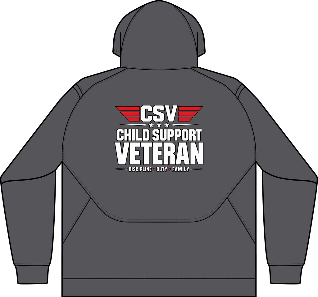 Child Support Veteran Hoodie - CSV Emblem Tech Fleece Colorblock Hooded Sweatshirt