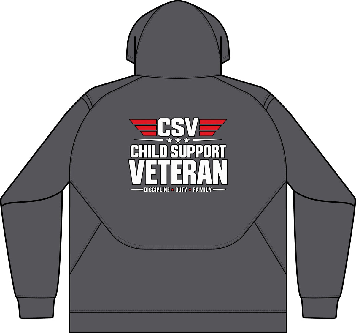 Child Support Veteran Hoodie - CSV Emblem Tech Fleece Colorblock Hooded Sweatshirt