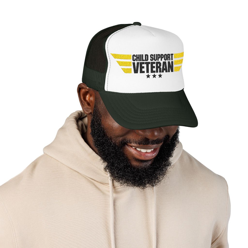 Veteran Wings Trucker Hat — Distressed 'Proud Support Veteran' Foam Cap