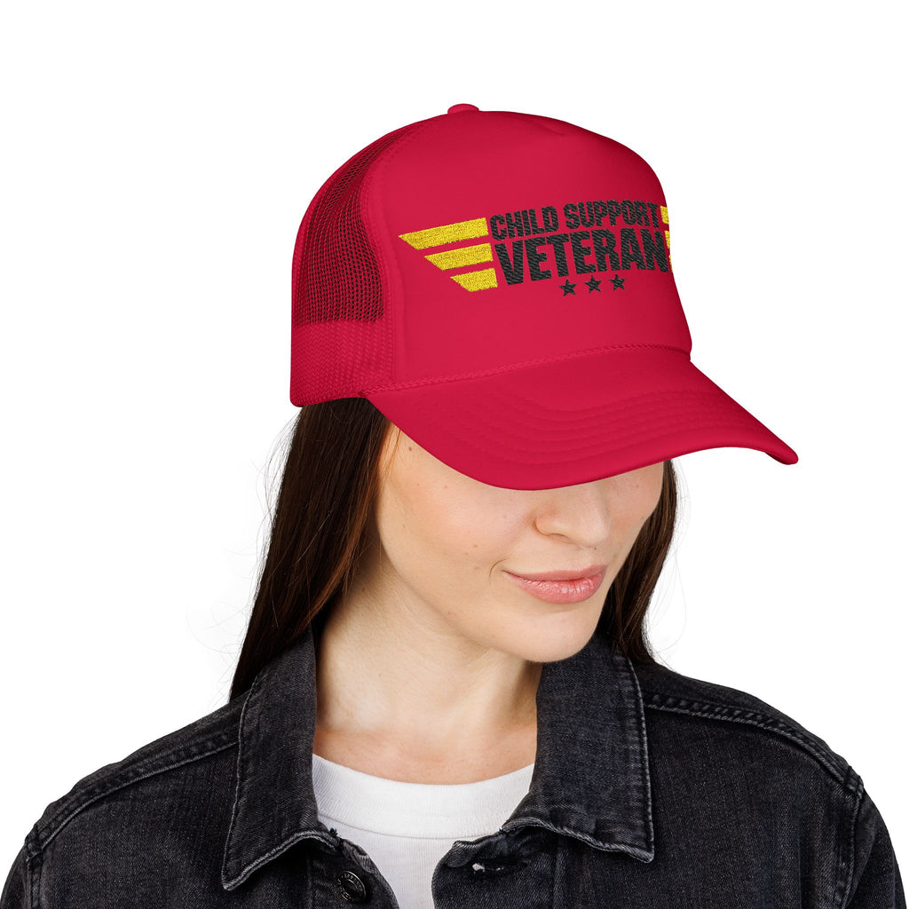 Veteran Wings Trucker Hat — Distressed 'Proud Support Veteran' Foam Cap