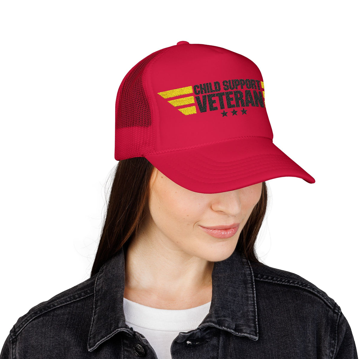Veteran Wings Trucker Hat — Distressed 'Proud Support Veteran' Foam Cap