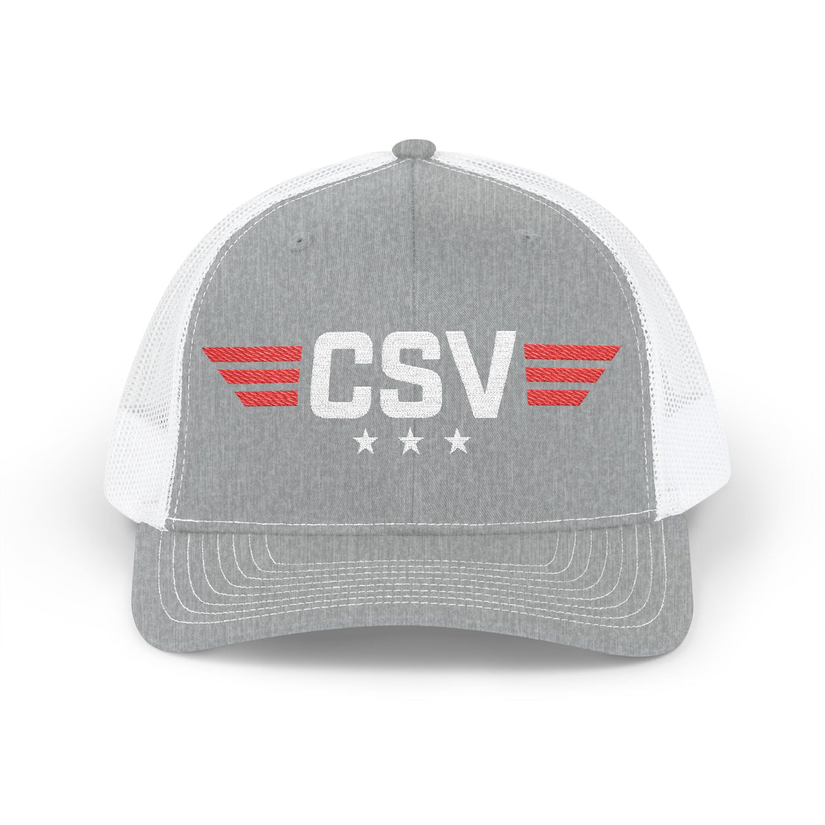 CSV Embroidered Trucker Cap — Retro Winged Logo Snapback