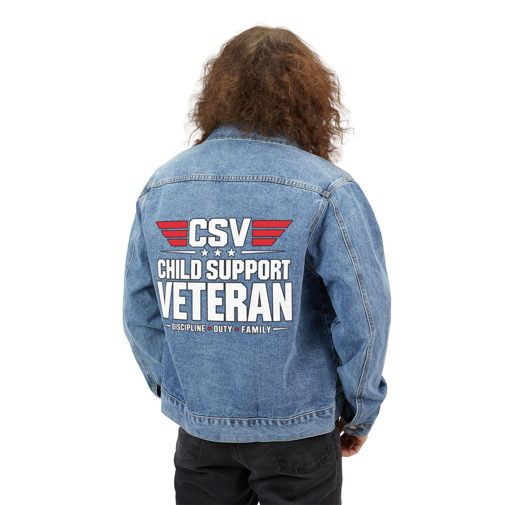 Child Support Veteran Denim Jacket — CSV Back Print Men’s Jean Jacket