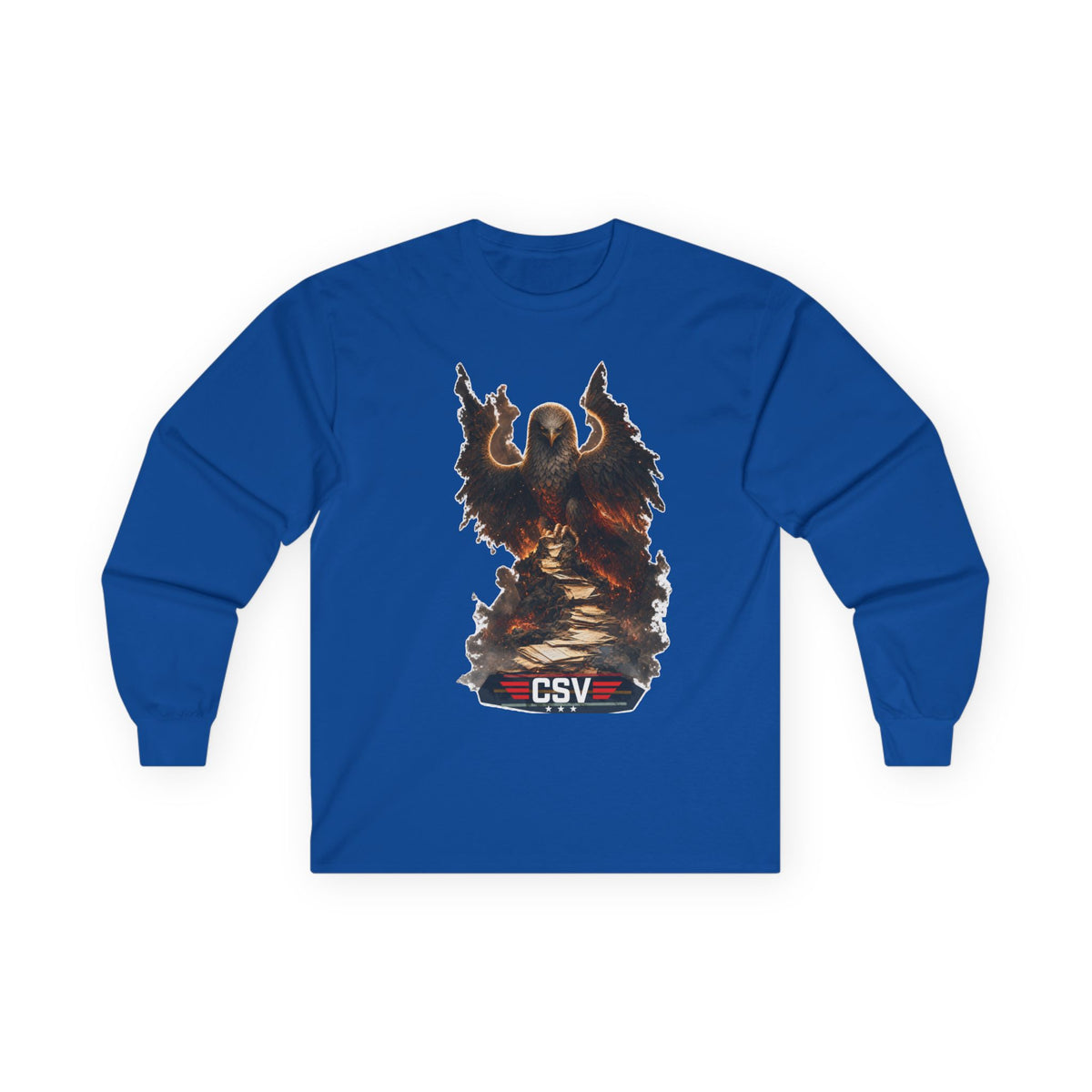Long Sleeve Tee — Vintage Eagle Graphic “CSV” Patriotic Military Vibe