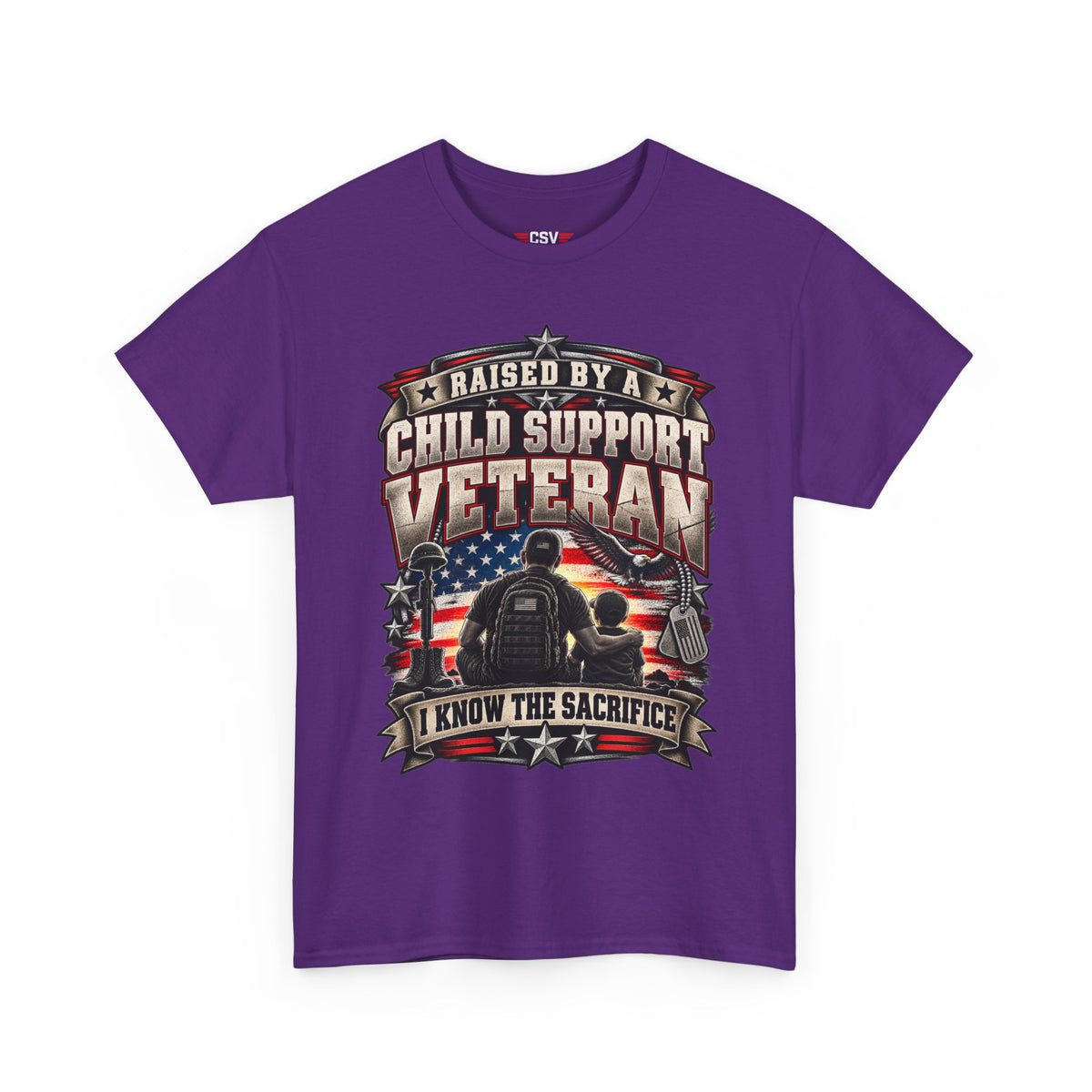 Raised By A Child Support Veteran T‑Shirt – Patriotic Military Tribute Tee