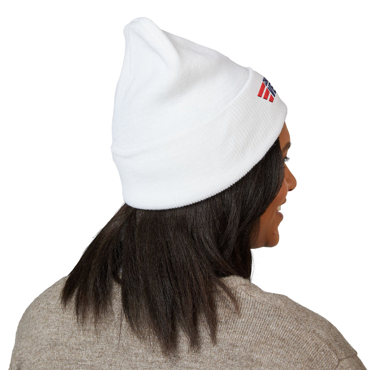 Child Support Veteran Embroidered Beanie — Patriotic Cuffed Knit Hat