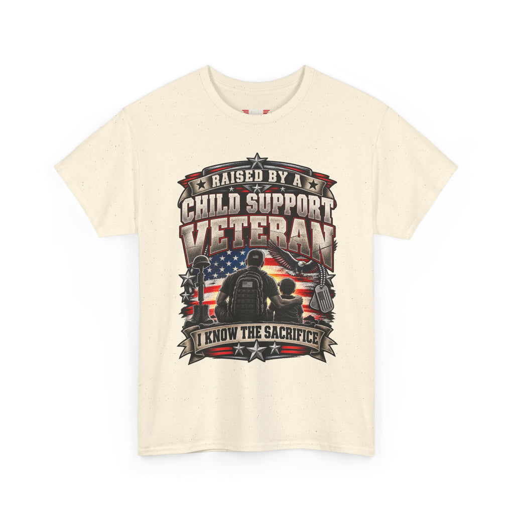 Raised By A Child Support Veteran T‑Shirt – Patriotic Military Tribute Tee