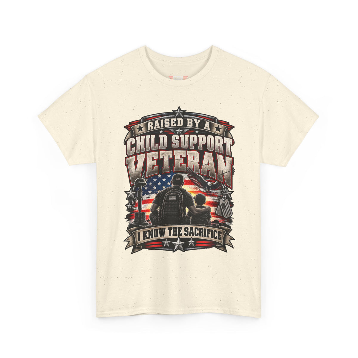 Raised By A Child Support Veteran T‑Shirt – Patriotic Military Tribute Tee