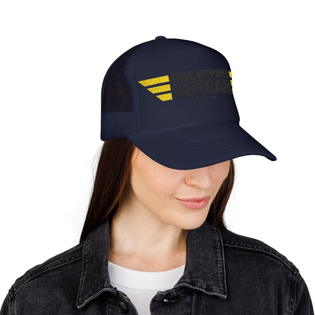 Veteran Wings Trucker Hat — Distressed 'Proud Support Veteran' Foam Cap