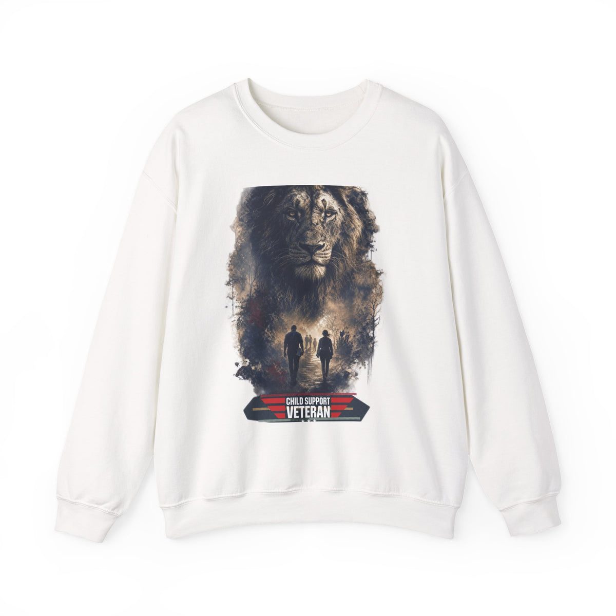 Crewneck Sweatshirt — Child Support Veteran Lion Graphic